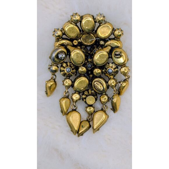 Signed KRAMER Of New York Aurora Borealis Rhinestone Silver Tone Dangle Brooch - Picture 2 of 6